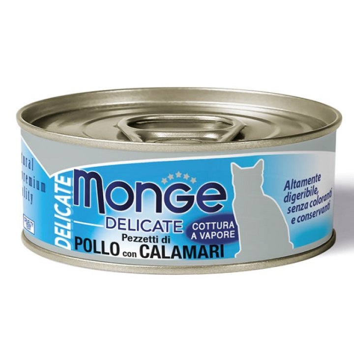 MONGE NATURAL QUALITY GATTO MONGE DELICATE PEZZETTI DI POLLOCON CALAMARI 80 G