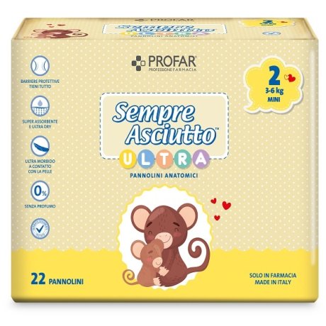 PANNOLINI PROFAR SEMPRE ASCIUTTO ULTRA MINI 3/6 KG 22 PEZZI