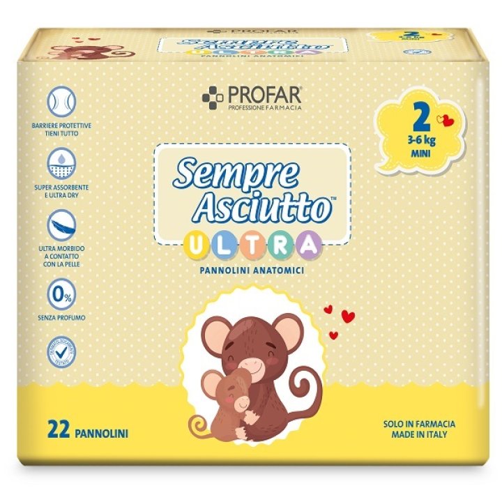 PANNOLINI PROFAR SEMPRE ASCIUTTO ULTRA MINI 3/6 KG 22 PEZZI