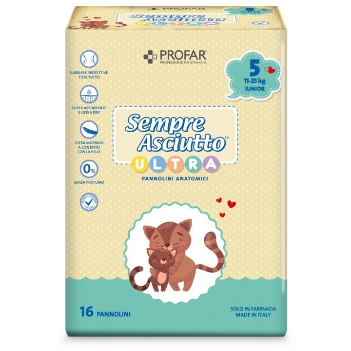 PANNOLINI PROFAR SEMPRE ASCIUTTO ULTRA JUNIOR 11/25 KG 16 PEZZI