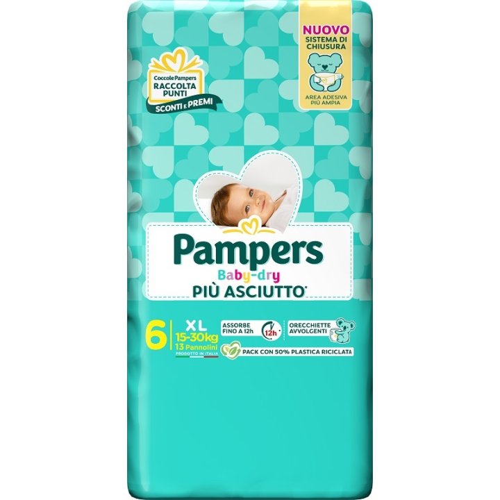 PAMPERS BABY DRY PANNOLINO DOWNCOUNT XL 13 PEZZI