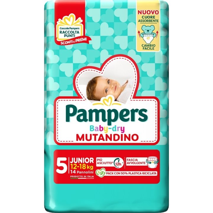 PAMPERS BABY DRY PANNOLINO MUTANDINA JUNIOR SMALL PACK 14 PEZZI