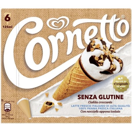 ALGIDA CORNETTO 125 SENZA GLUTINE STANDARD HB 6 PEZZI 75 G