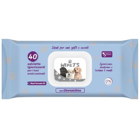 WIPETS SALVIETTINE DETERGENTI PER ANIMALI CLOREXIDINA 40 PEZZI