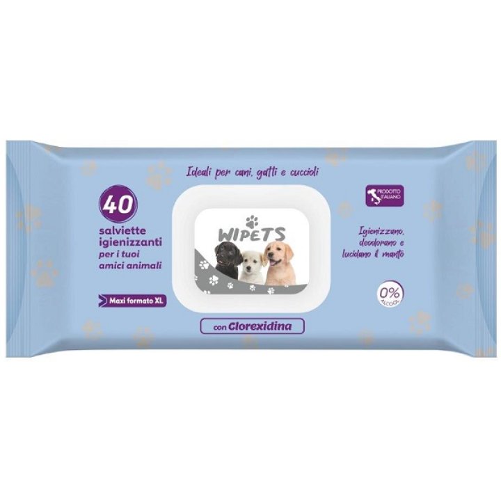 WIPETS SALVIETTINE DETERGENTI PER ANIMALI CLOREXIDINA 40 PEZZI