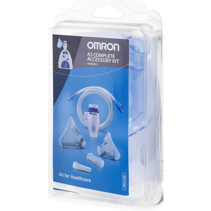 OMRON A3 COMPLETE KIT RICAMBIO AMPOLLA RELABILE + TUBO + MASCHERINA PEDIATRICA + MASCHERINA ADULTI + FORCELLE NASALI + BOCCAGLIO