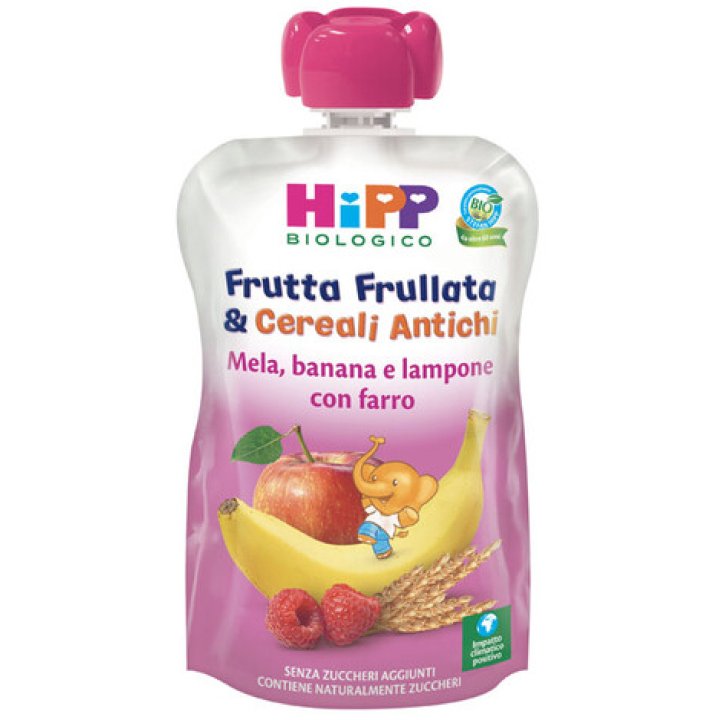 HIPP FRUTTA FRULL&CEREALI ANTICHI MELA BANANA LAMPONE FARRO 90 G