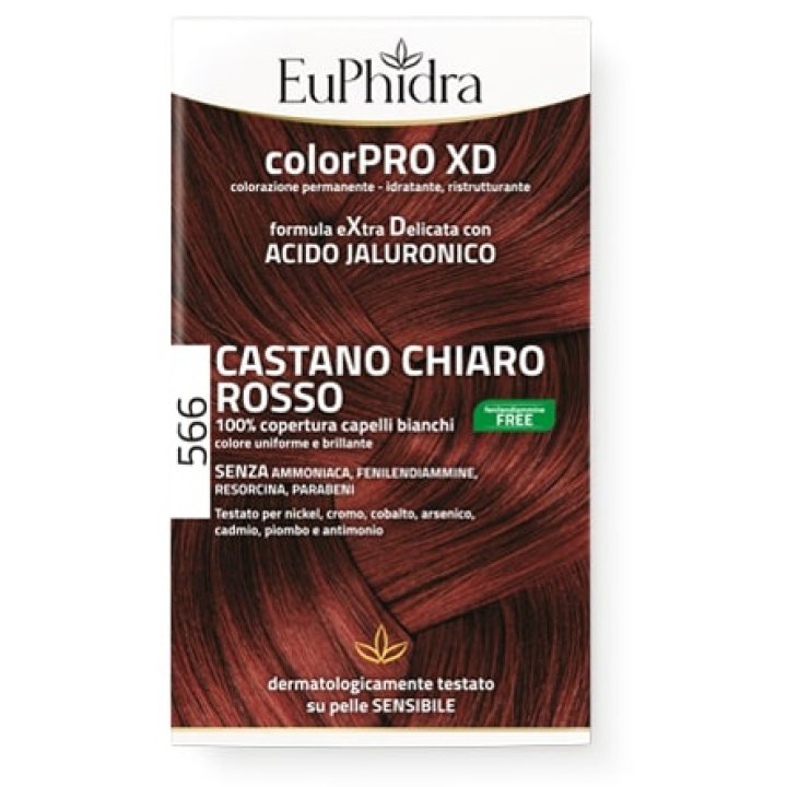 EUPHIDRA COLORPRO GEL COLORANTE CAPELLI XD 566 CASTANO CHIARO ROSSO 50 ML + ATTIVANTE + BALSAMO + GUANTI