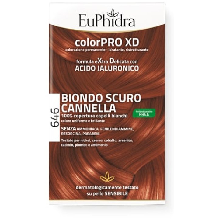 EUPHIDRA COLORPRO GEL COLORANTE CAPELLI XD 646 CANNELLA 50 ML IN FLACONE + ATTIVANTE + BALSAMO + GUANTI