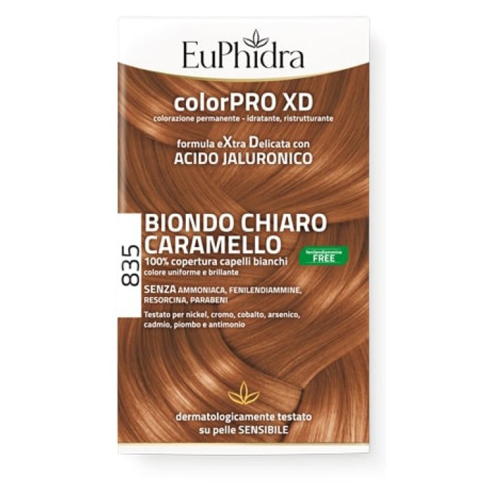 EUPHIDRA COLORPRO GEL COLORANTE CAPELLI XD 835 CARAMELLO 50 ML + ATTIVANTE + BALSAMO + GUANTI