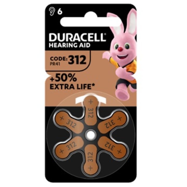 DURACELL EASY TAB 312 MARRONE BATTERIA PER APPARECCHIO ACUSTICO 6 PEZZI