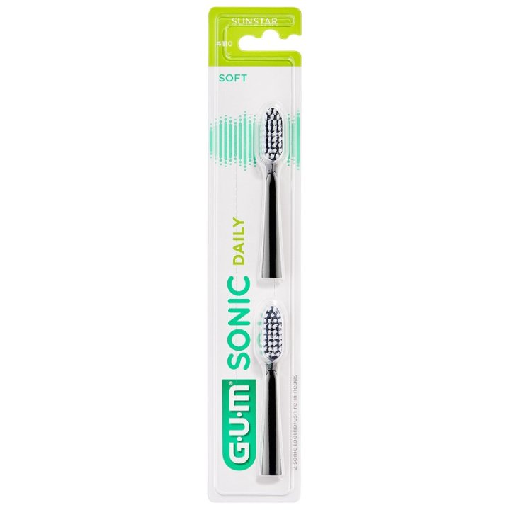 GUM SONIC DAILY SPAZZOLINO BATTERIA REFILL BLACK 2 PEZZI