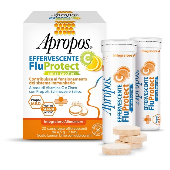 APROPOS EFFERVESCENTE C FLUPROTECT SENZA ZUCCHERI 20 COMPRESSE EFFERVESCENTI