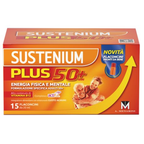 Sustenium Plus 50+ Integratore Energia Fisica e Mentale, 15 flaconcini