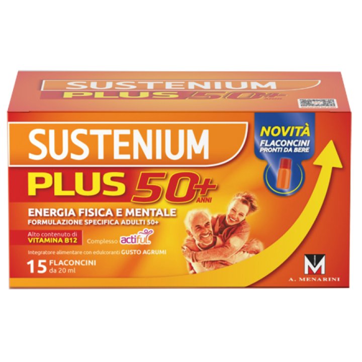 Sustenium Plus 50+ Integratore Energia Fisica e Mentale, 15 flaconcini