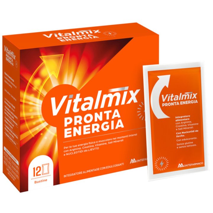 VitalMix Pronta Energia Integratore con Arginina Creatina Vitamine e Sali Minerali, 12 Bustine