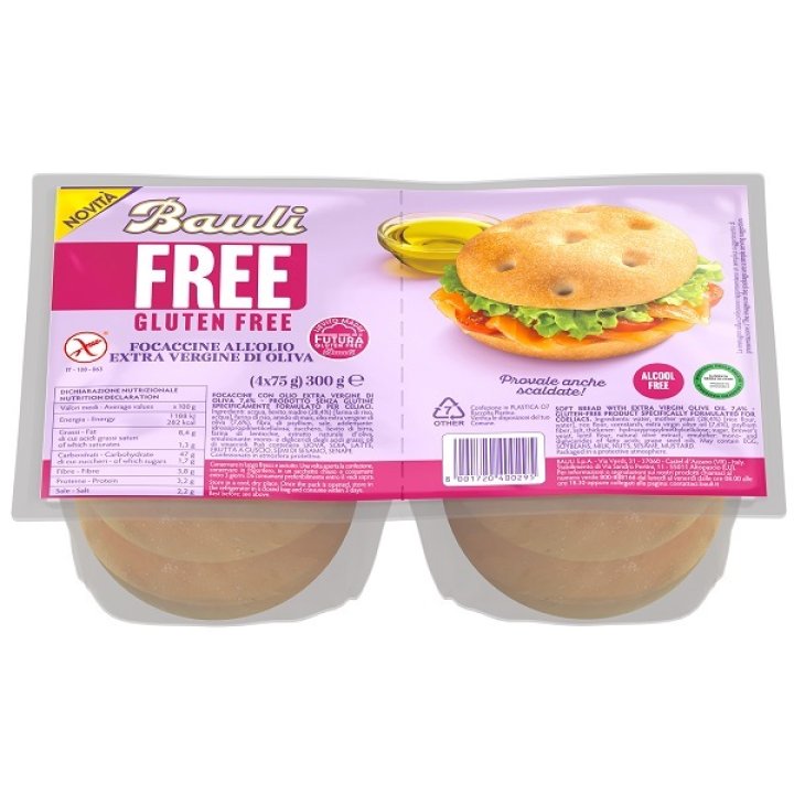 BAULI FREE FOCACCINE OLIO EXTRA VERGINE OLIVA 4 PEZZI DA 75G