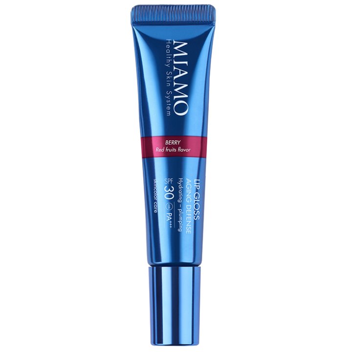 MIAMO SKINCOLOR CARE LIP GLOSS AGING DEFENSE SPF 30+ BERRY RED FRUITS FLAVOR 15 ML