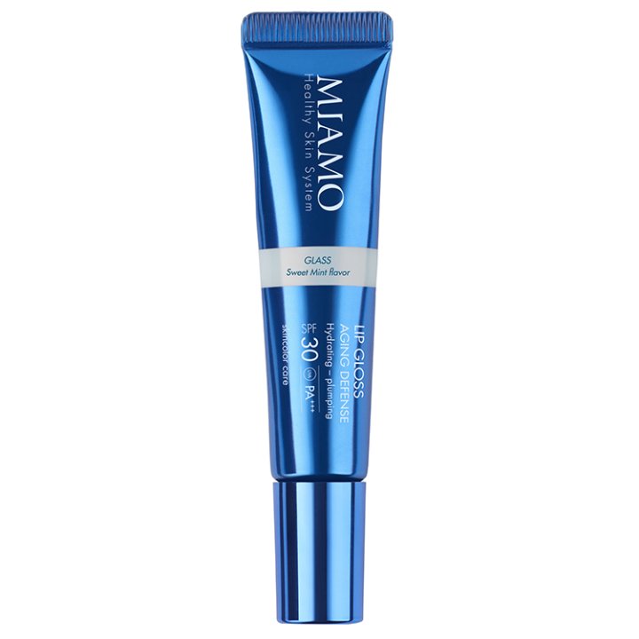 MIAMO SKINCOLOR CARE LIP GLOSS AGING DEFENSE SPF 30+ GLASS SWEET MINT FLAVOR 15 ML MIAMO SKINCOLOR CARE LIP GLOSS AGING DEFENSE SPF 30+ GLASS SWEET MINT FLAVOR 15 ML