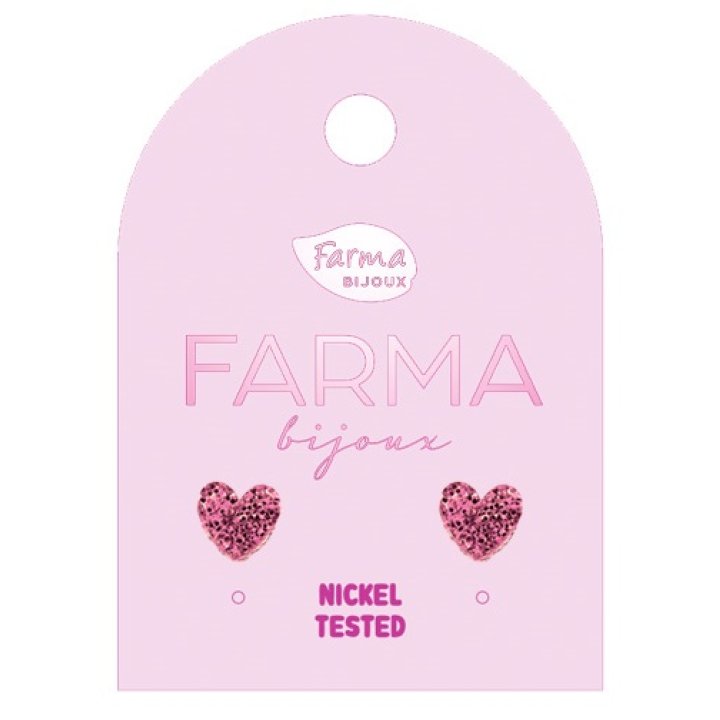 FARMA BIJOUX CUORICINI PINK GLITTER