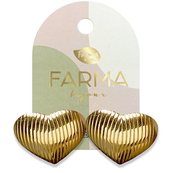 FARMA BIJOUX BOTTONI CUORE RIGATO GOLD