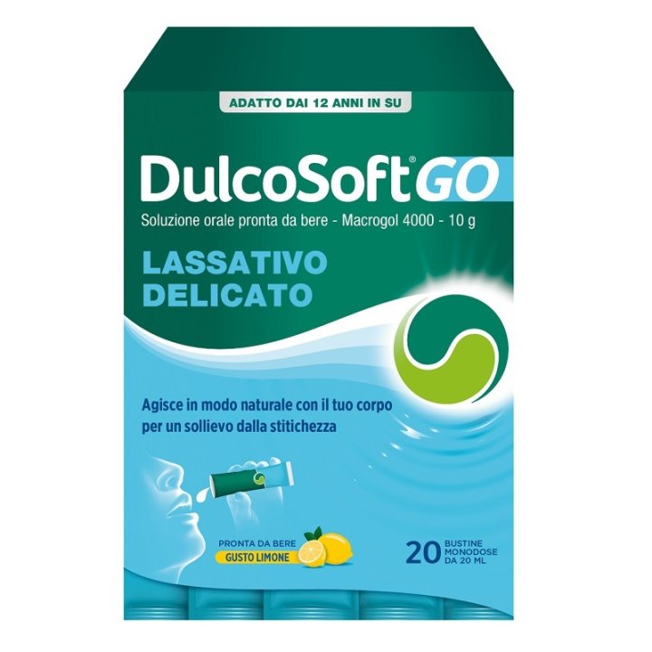 DULCOSOFT GO SENZA ZUCCHERO SENZA GLUTINE SENZA LATTOSIO GUSTO LIMONE 20 BUSTINE DA 20 ML