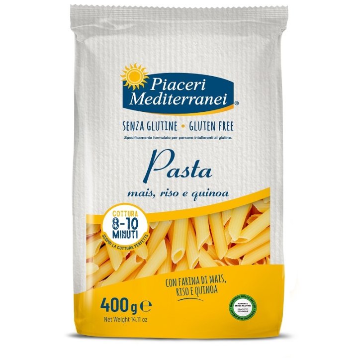 PIACERI MEDITERRANEI PASTA MAIS RISO E QUINOA PENNE RIGATE 400 G