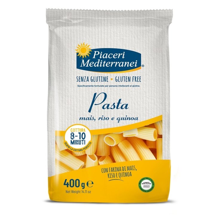PIACERI MEDITERRANEI PASTA MAIS RISO E QUINOA RIGATONI 400 G