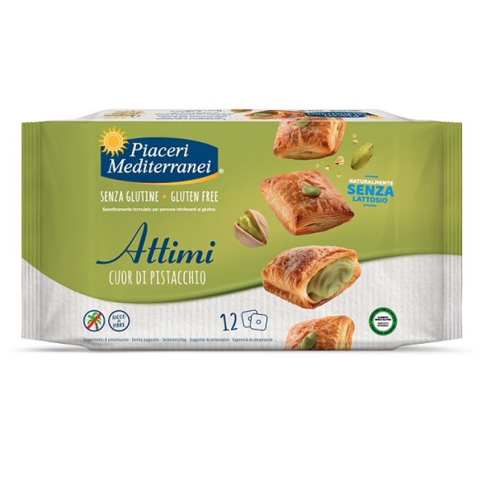 PIACERI MEDITERRANEI ATTIMI CUOR DI PISTACCHIO 12 PEZZI DA 10 G NATURALMENTE SENZA LATTOSIO