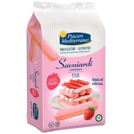 PIACERI MEDITERRANEI SAVOIARDI PINK LIMITED EDITION 180 G GUSTO FRAGOLA SENZA LATTOSIO SENZA GLUTINE