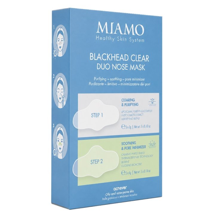 Miamo Acnever Blackhead Clear Duo Nose Mask Step 1+2, 5 Trattamenti