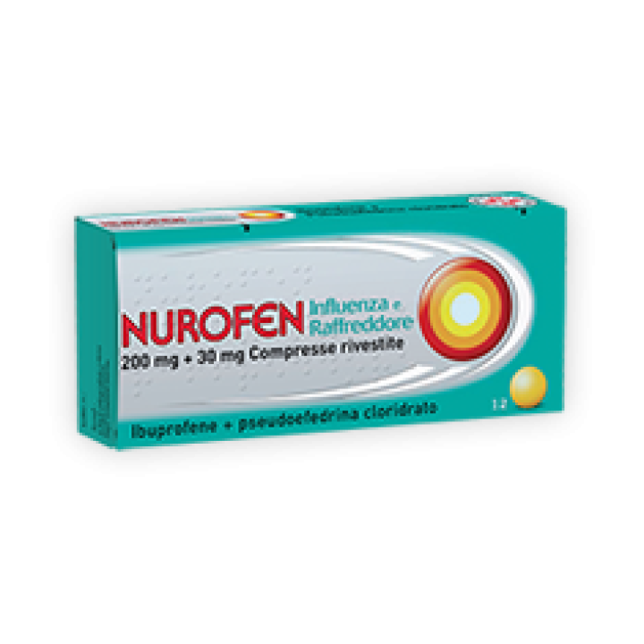 NUROFEN INFLUENZA E RAFFREDDORE 200 MG + 30 MG 12 COMPRESSE RIVESTITE