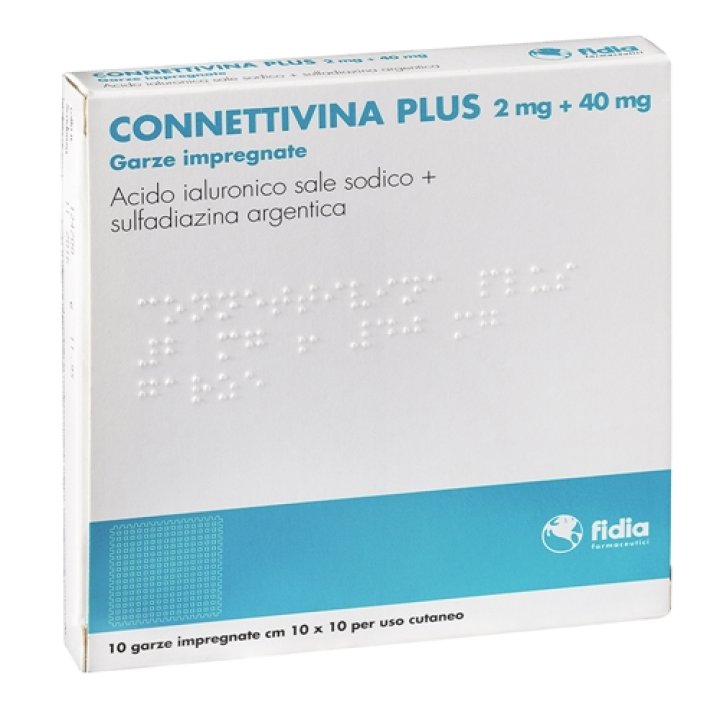 CONNETTIVINA PLUS*10 garze 2 mg + 40 mg 10 cm x 10 cm