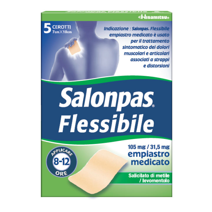 SALONPAS FLESSIBILE, 105 MG/31,5 MG, EMPIASTRO MEDICATO SALICILATO DI METILE / LEVOMENTOLO