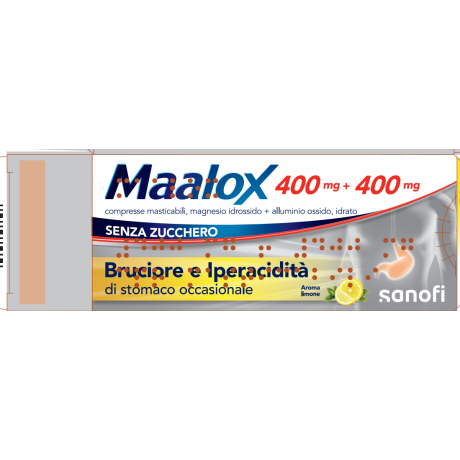 MAALOX 400 MG + 400 MG COMPRESSE MASTICABILI SENZA ZUCCHERO