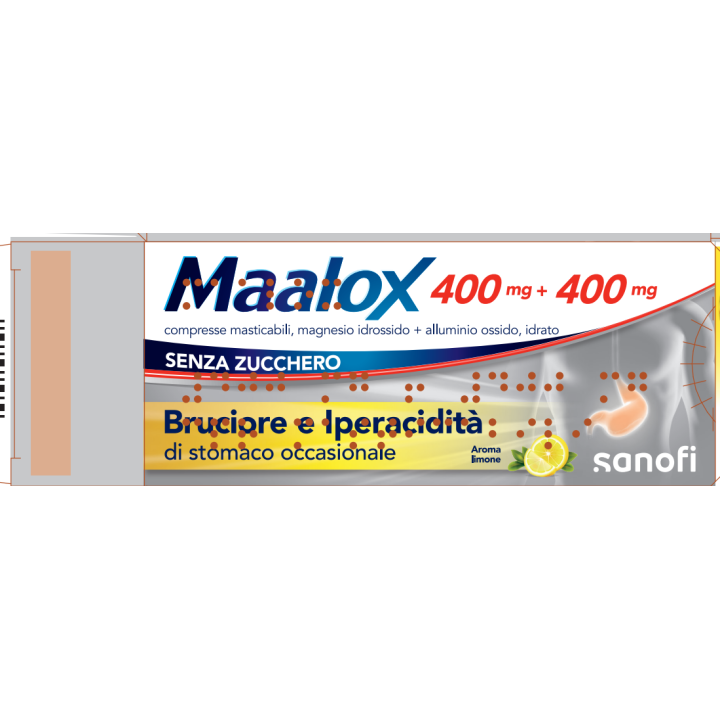 MAALOX 400 MG + 400 MG COMPRESSE MASTICABILI SENZA ZUCCHERO