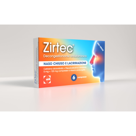 ZIRTEC DECONGESTIONANTE ANTISTAMINICO*6 cpr 5 mg + 120 mg rilascio prolungato