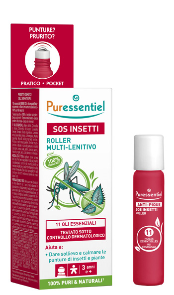 Puressentiel SOS Insetti Roller 11 Multi-Lenitivo BIO Oli Essenziali - 5 Ml