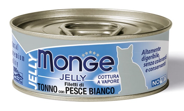 MONGE NATURAL QUALITY GATTO MONGE JELLY FILETTI DI TONNO/PESCE BIANCO 80 G