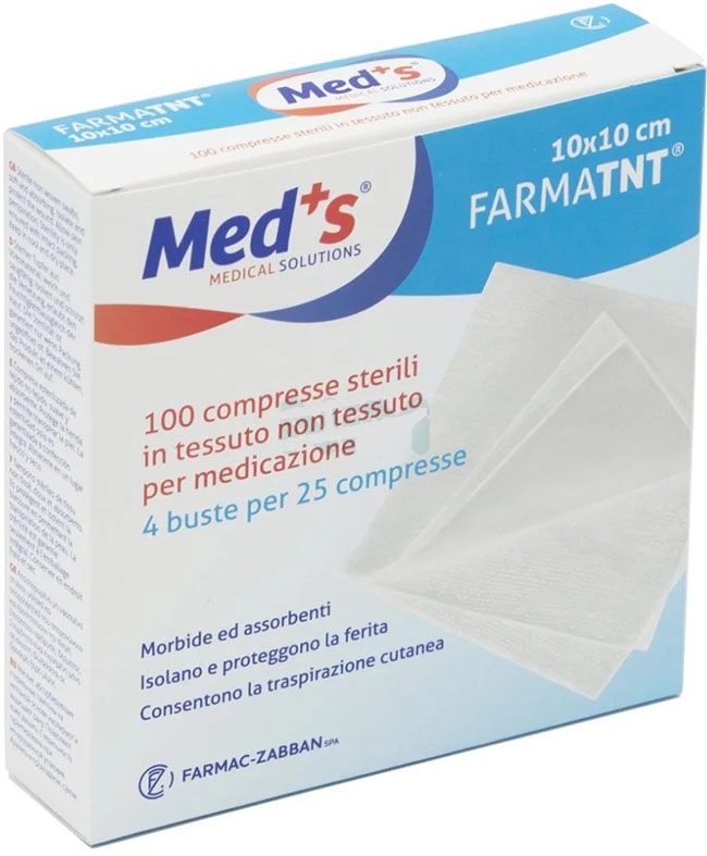 GARZA COMPRESSA MEDS FARMATNT IN TESSUTO NON TESSUTO 10X10CM 100 PEZZI
